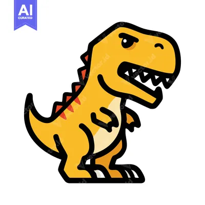 Aset premium populer: Cute, Angry Tyrannosaurus Rex Cartoon Illustration