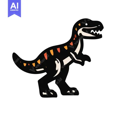 Fierce Black T-Rex Graphic with Bold Lines and Fiery Orange Markings