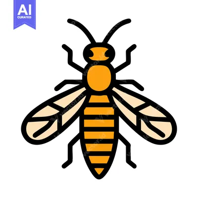 Aset premium populer: Vibrant Honey Bee Icon with Bold Black Outline and Orange Stripes, Iso