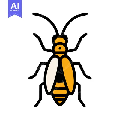 Aset premium populer: Stylized Insect Illustration: Vector Graphic of a Bee-like Bug on Whit