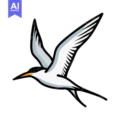 Aset premium populer: Stylized Bird in Flight: Vector Illustration on White Background.
