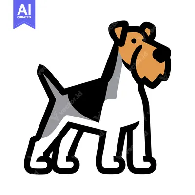 Popular premium asset: Stylized Wire Fox Terrier Dog Illustration with Bold Black Outline