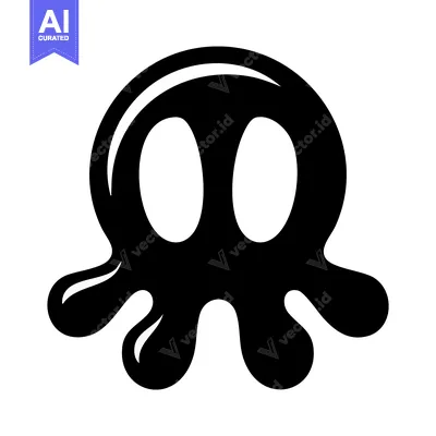 Playful Black Ink Octopus Character with Large Expressive Eyes