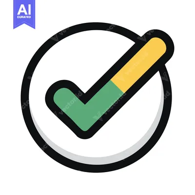 Bold Green and Yellow Checkmark Icon in a Black Circled Frame