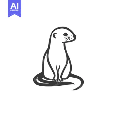 Popular premium asset: A Black and White Illustration of a Sitting Weasel
