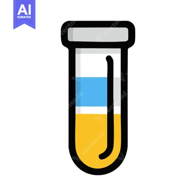 Layered Liquid in Test Tube: Science Experiment Icon with Bold Outline
