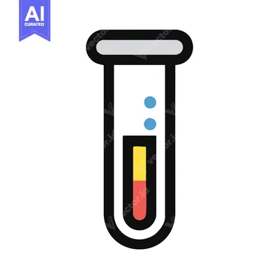 Bold Outline Test Tube Icon with Colorful Bubbling Chemical Sample