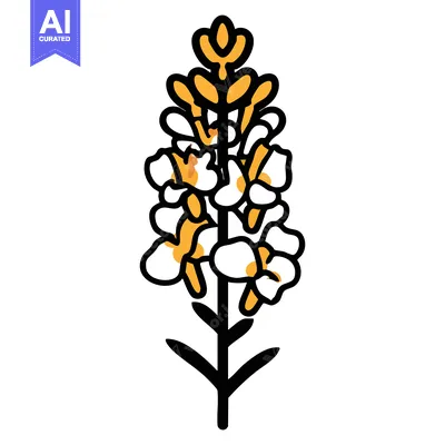 Boldly Outlined Snapdragon Flower with Yellow and White Blossoms