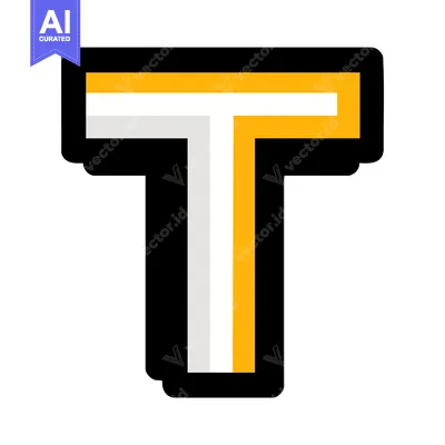 Bold Graphic Letter T with Split Yellow and White Fill
