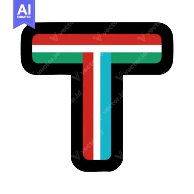 Stylized Letter "T" with Flag-Inspired Colors