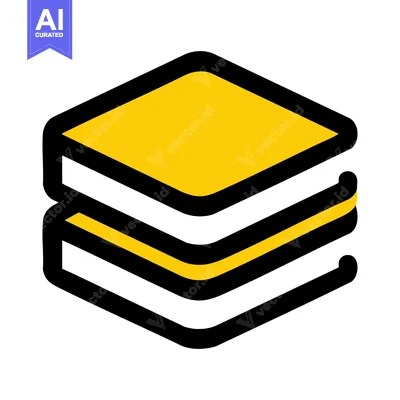Bold Isometric Icon of Two Stacked Yellow Books with Rounded Lines