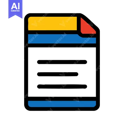 Boldly Outlined Document Icon with Vibrant Primary Color Headers and a