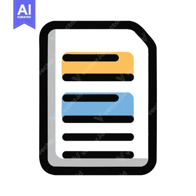 Aset desain premium: Stylized Document Icon with Colored Text Blocks and Bold Outline