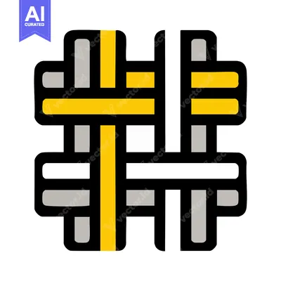 Aset desain premium: Bold Graphic of Interlaced Fabric Weave with Yellow Accent