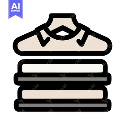 Organized Wardrobe Icon: Stacked Clothes with Collared Shirt on a Hang