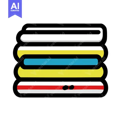 Vibrant Stack of Folded Laundry, Modern Graphic Icon with Bold Outline