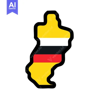 Aset premium populer: Stylized German Flag Map Outline, Bold Colors, Simple Design