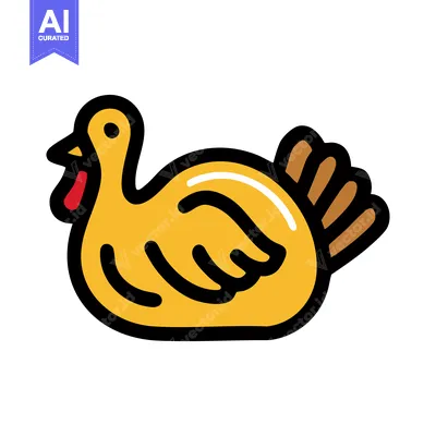 Popular premium asset: Stylized Yellow Turkey Icon with Bold Black Outline and Red Wattle