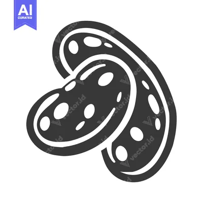 A black and white illustration of a sliced pickle