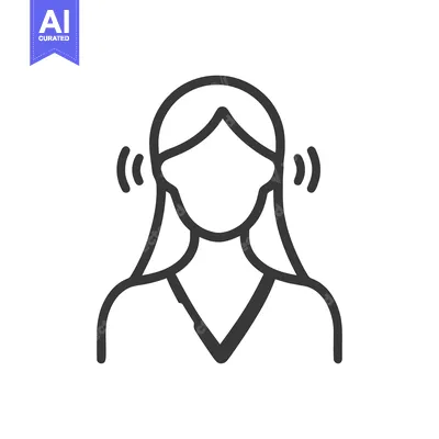Popular premium asset: Hearing Loss Icon: Woman with Sound Waves Near Ears, Outline Style
