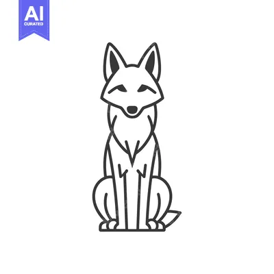 Aset premium populer: Sitting Cartoon Wolf with Line Art Style