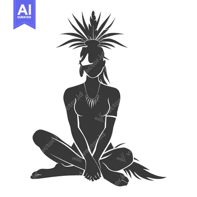 Sitting Native American Woman with Elaborate Headwear