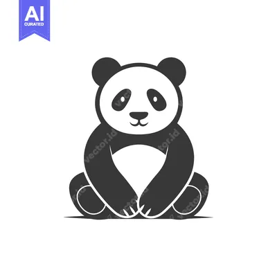 Aset premium populer: Sitting Panda Bear with Black and White Fur