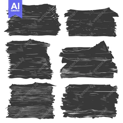 Six Abstract Black and White Brushstrokes