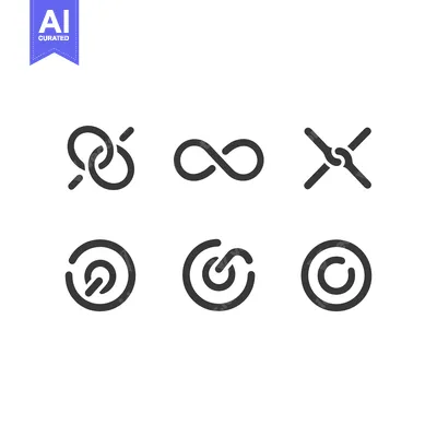 Premium design asset: Six Abstract Geometric Symbols with Interlocking Rings