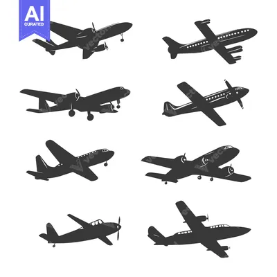 Popular premium asset: Six Black and White Airplane Silhouettes