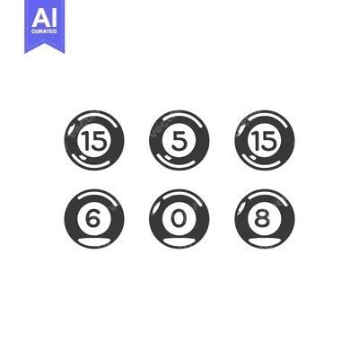 Six Black and White Billiard Balls with Numbers