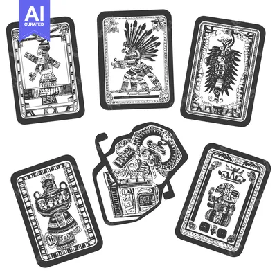 Popular premium asset: Six Black and White Drawings of Ancient Mayan Figures