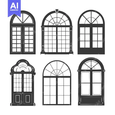 Popular premium asset: Six Black and White Illustrations of Arched Windows and Doors
