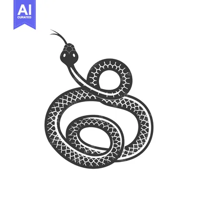 Premium design asset: A Black and White Illustration of a Snake Coiled in a Circle