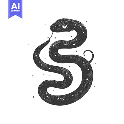 Aset premium populer: A Black and White Illustration of a Snake Coiled in an S Shape