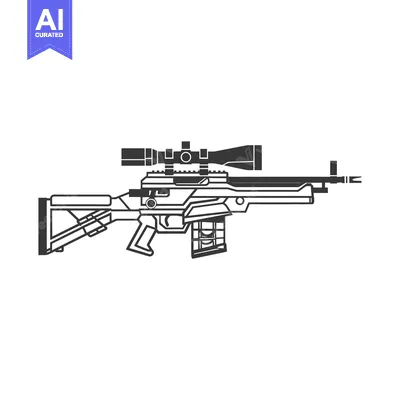 Premium design asset: A Black and White Illustration of a Sniper Rifle