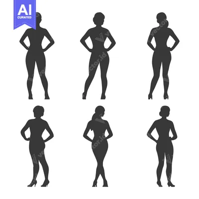 Six Female Silhouettes with Hands on Hips
