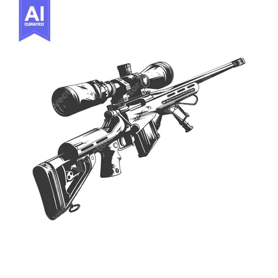 Popular premium asset: A Black and White Illustration of a Sniper Rifle with a Scope