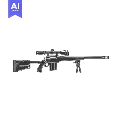 A Black and White Illustration of a Sniper Rifle with Scope