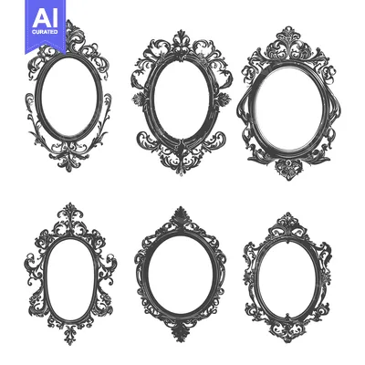 Aset premium populer: Six Ornate Oval Frames with Intricate Detailing