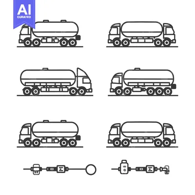 Six Outline Tanker Trucks with Optional Connectors