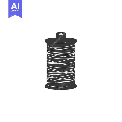 Aset desain premium: A Black and White Illustration of a Spool of Thread