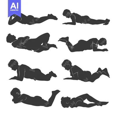 Six Silhouettes of a Boy Lying Down in Different Positions