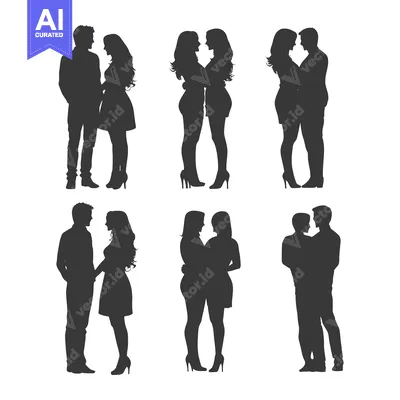Aset premium populer: Six Silhouettes of Couples in Romantic Poses