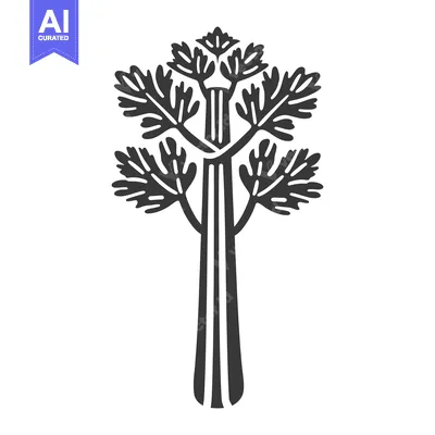 Aset premium populer: A black and white illustration of a stalk of celery
