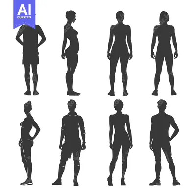Six Silhouettes of Men and Women in Athletic Poses