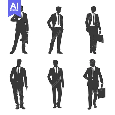 Six Silhouettes of Men in Suits and Ties