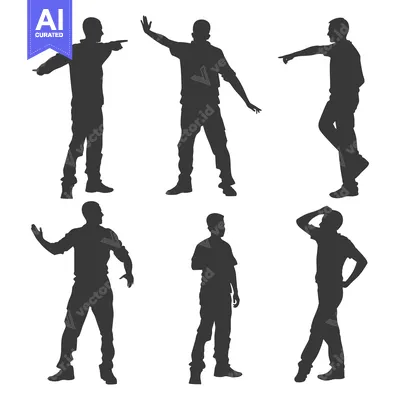 Six Silhouettes of Men in Various Poses
