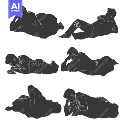 Six Silhouettes of Men Lying Down in Various Poses