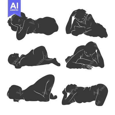 Six Silhouettes of People Lying Down in Different Positions